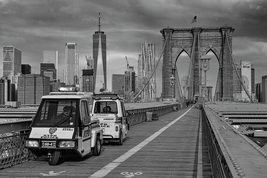 Brooklyn Bridge WTC NYC BW Photograph by Susan Candelario