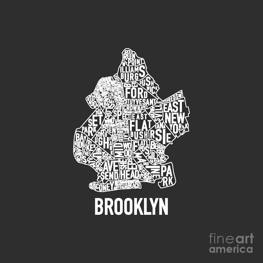 Brooklyn Map Drawing by Kartika Wulandari - Fine Art America