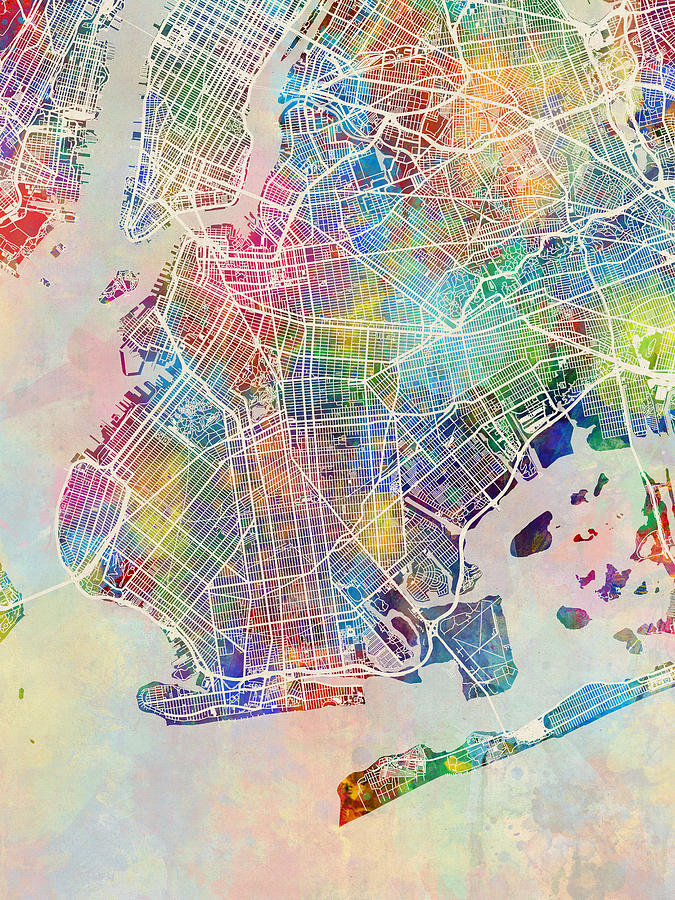 Brooklyn New York City Street Map #52 Digital Art by Michael Tompsett