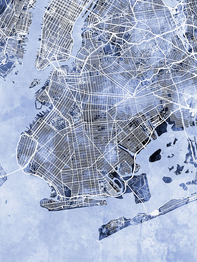 Brooklyn New York City Street Map #55 Digital Art by Michael Tompsett