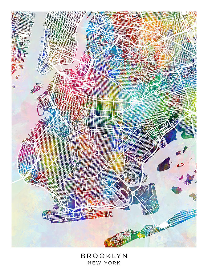 Brooklyn Digital Art - Brooklyn New York City Street Map #79 by Michael Tompsett