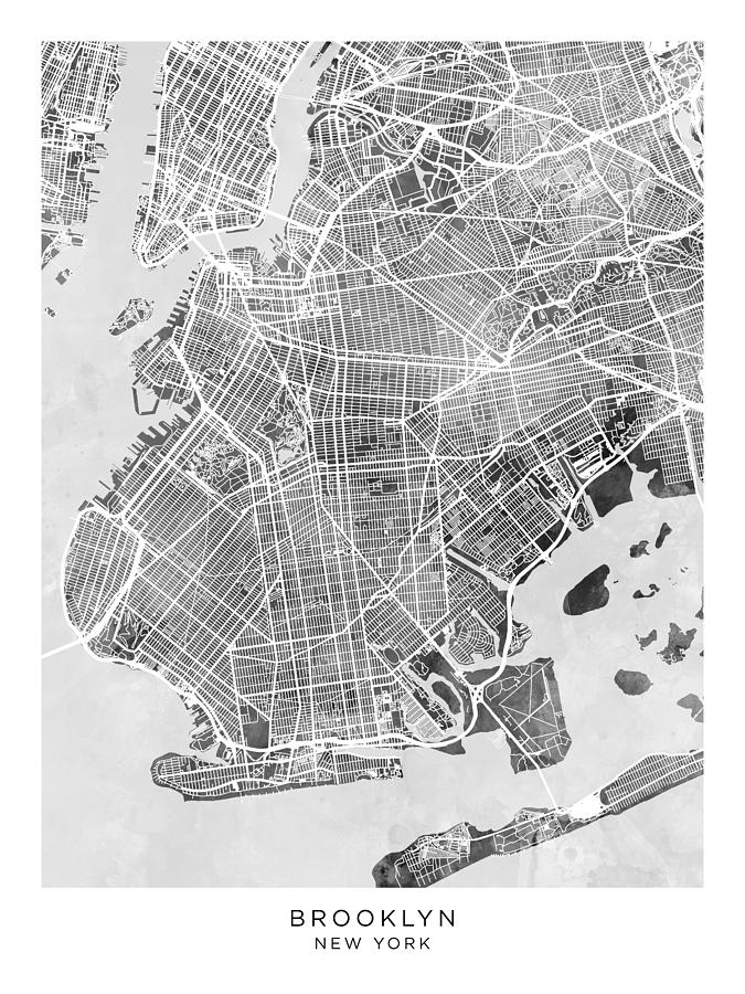 Brooklyn New York City Street Map #86 Digital Art by Michael Tompsett