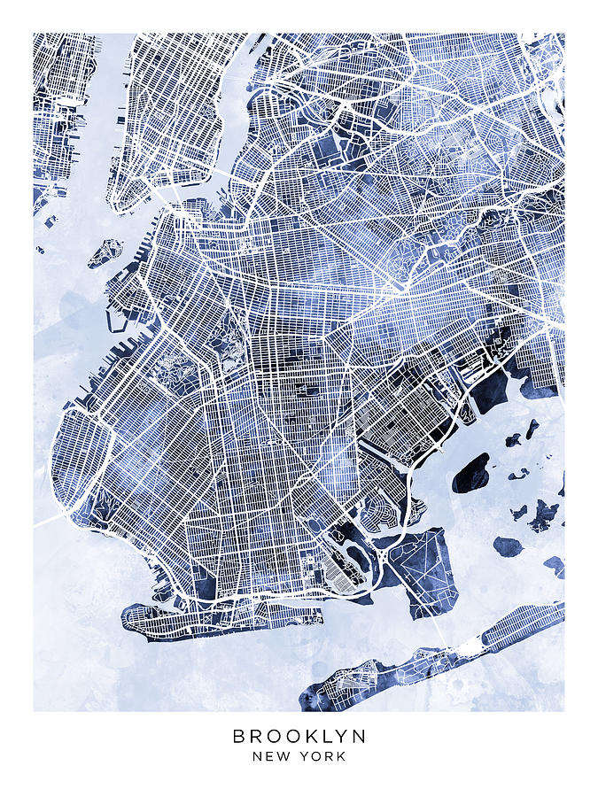 Brooklyn New York City Street Map #87 Digital Art by Michael Tompsett