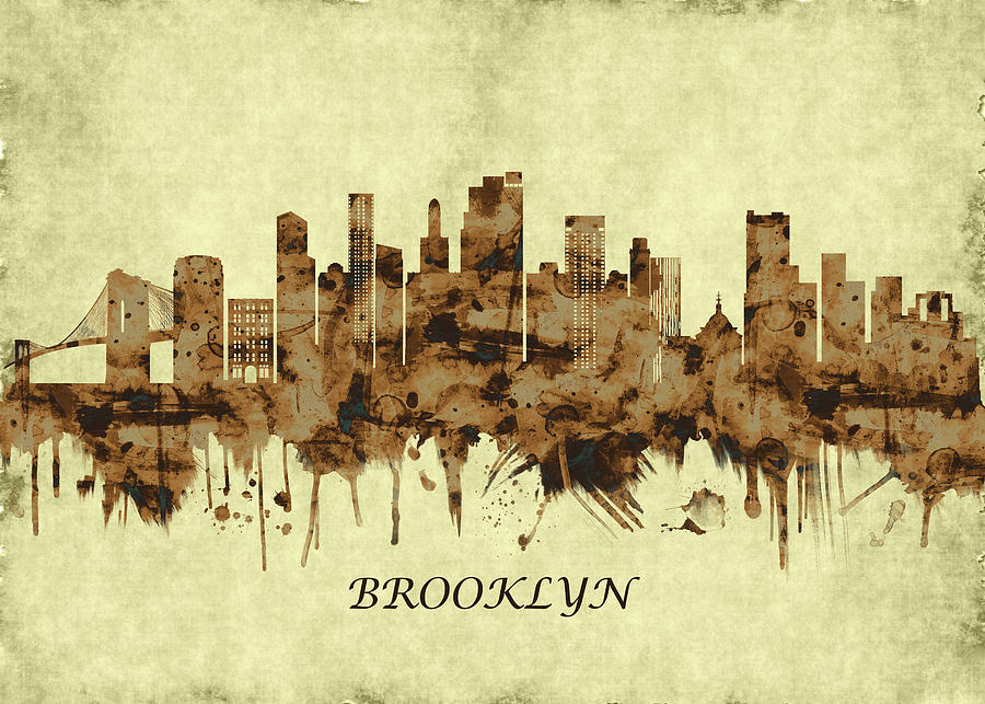Architecture Mixed Media - Brooklyn New York Cityscape by NextWay Art