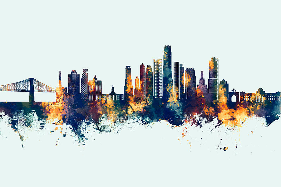 Brooklyn New York Skyline #49 Digital Art by Michael Tompsett