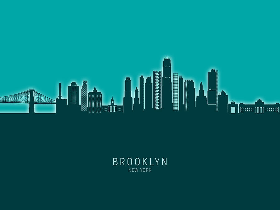 Brooklyn New York Skyline #67 Digital Art by Michael Tompsett