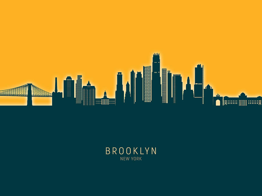 Brooklyn New York Skyline #72 Digital Art by Michael Tompsett