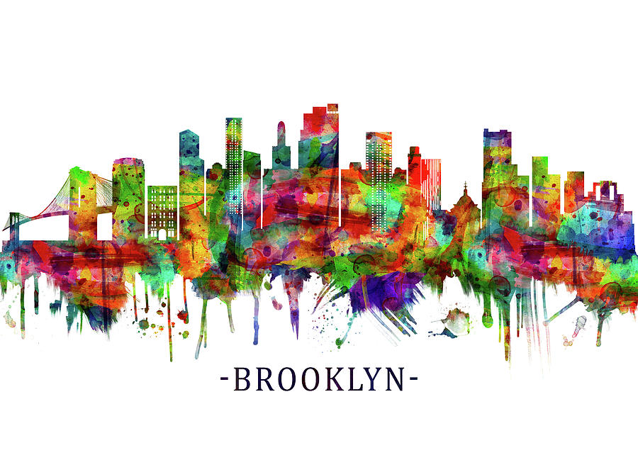 Architecture Mixed Media - Brooklyn New York Skyline by NextWay Art