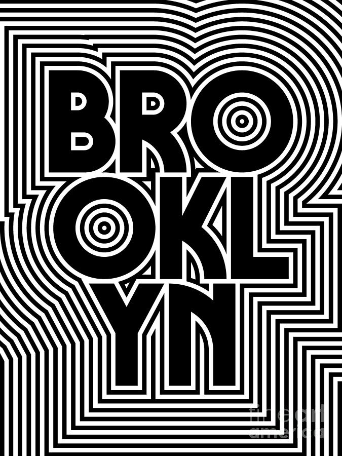Typography Digital Art - Brooklyn New York Borough Text Pattern USA by Organic Synthesis
