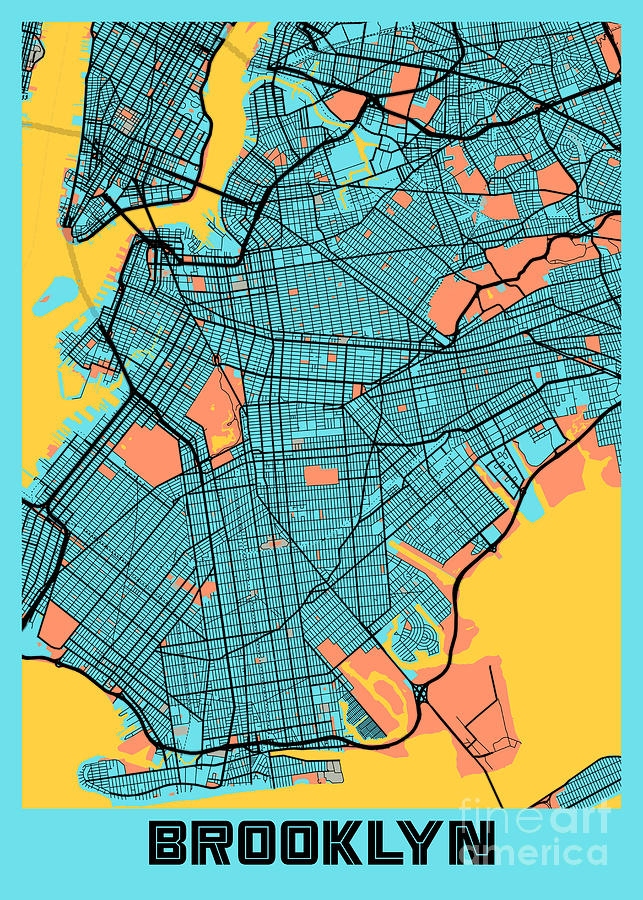 Brooklyn - United States Gloria City Map Digital Art by Tien Stencil ...