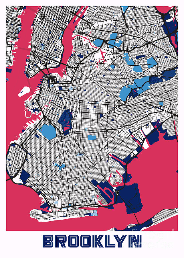 Brooklyn - United States MilkTea City Map Digital Art by Tien Stencil ...