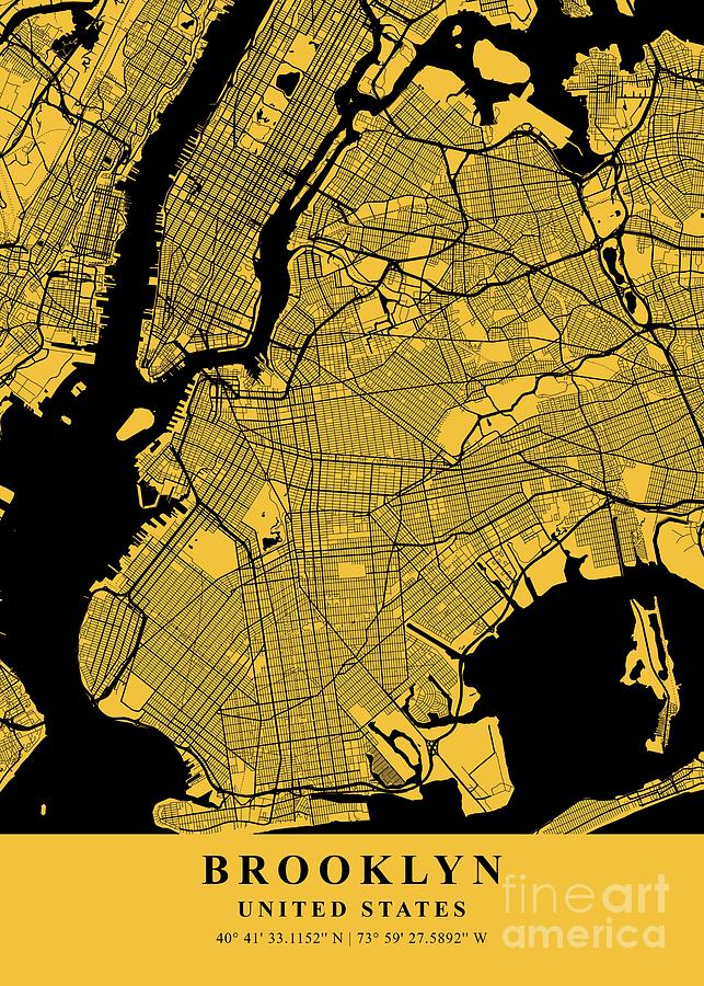 Brooklyn United States Mustard Plane Map Photograph By Tien Stencil Fine Art America 1823