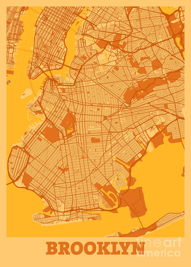 Brooklyn United States Sunset City Map Digital Art By Tien Stencil Pixels 2356