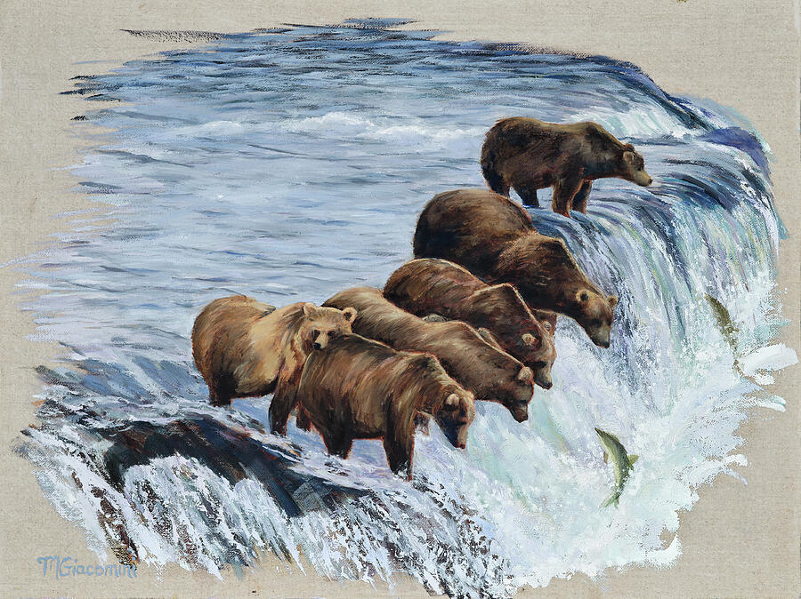 Brooks Bears Painting by Mary Giacomini