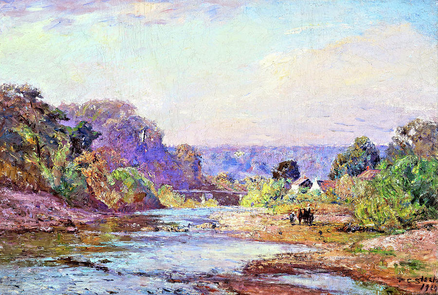 Impressionism Painting - Brookville Landscape - Digital Remastered Edition by Theodore Clement Steele