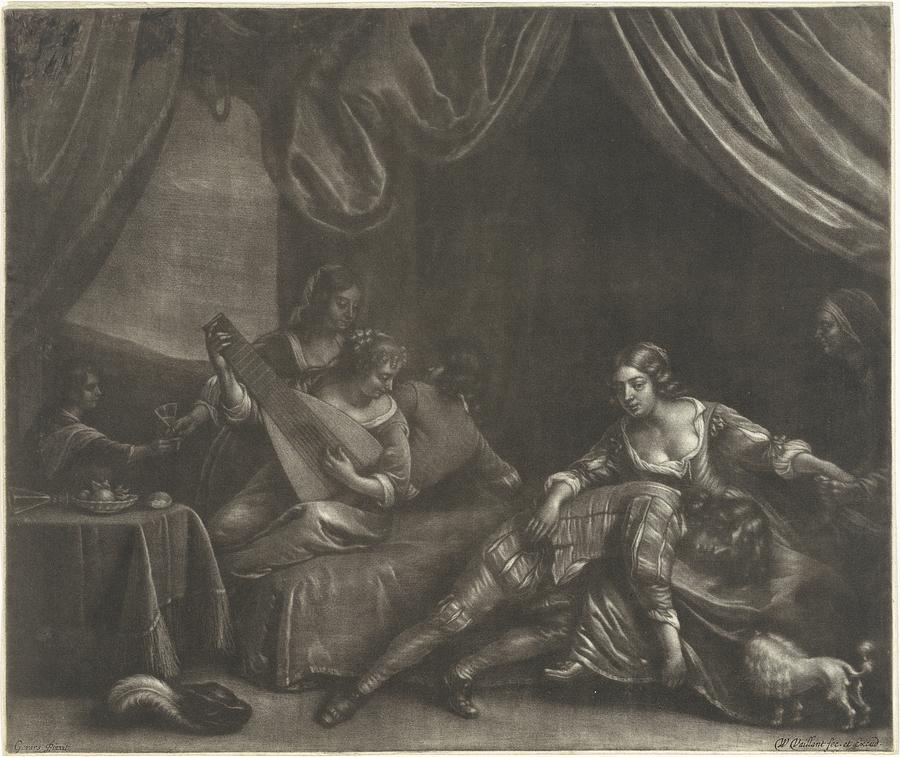 Brothel Scene, Wallerant Vaillant, after Gerard Pietersz. van Zijl, 1658  Painting by MotionAge Designs