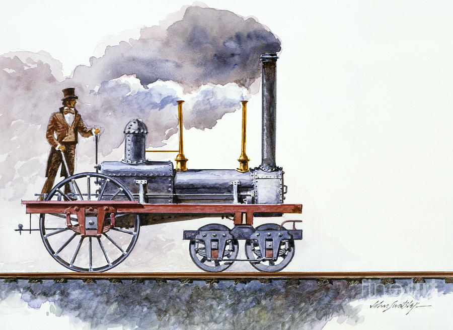 Brother Jonathan Locomotive - Side View Painting by John Swatsley