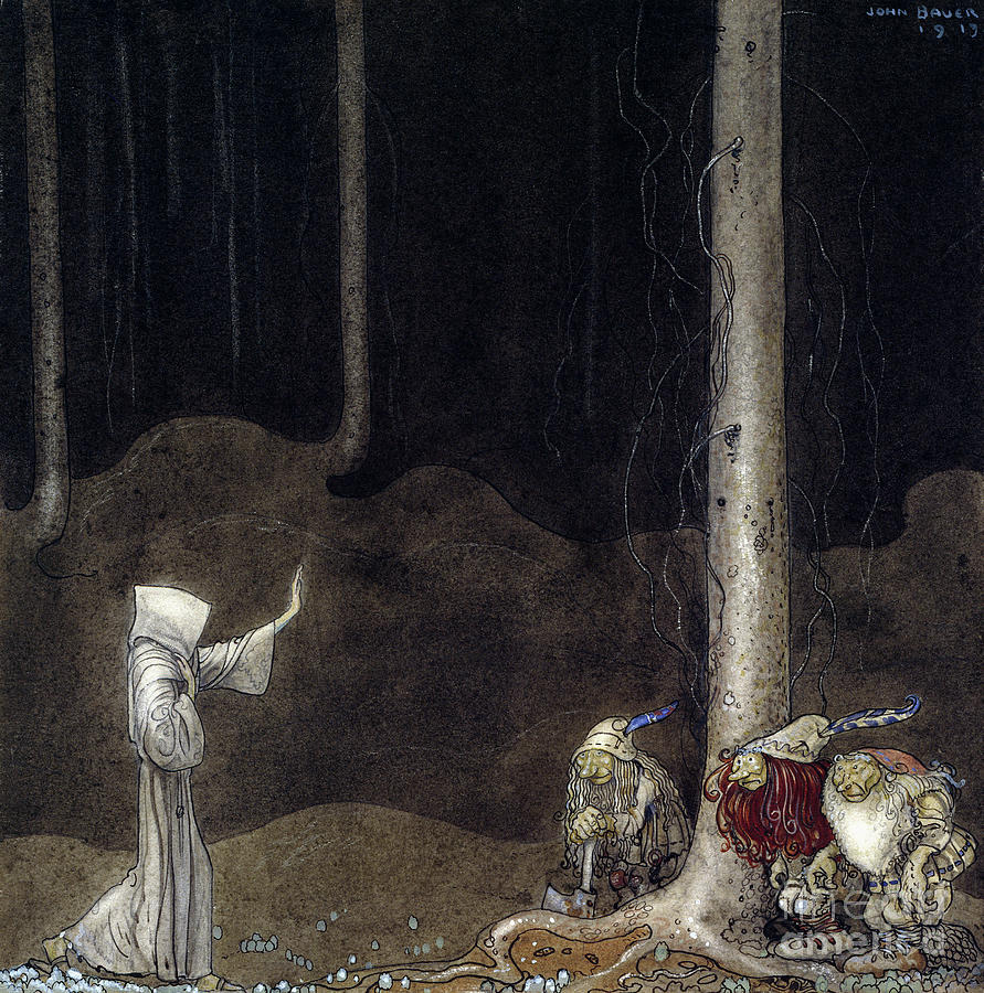 Brother St. Martin and Trolls, 1913 Painting by John Bauer