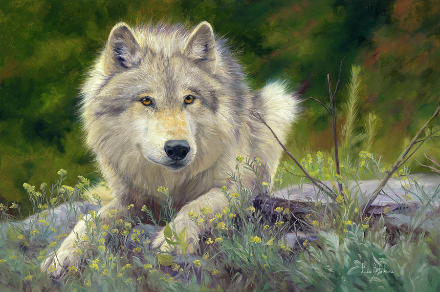 Wolves Painting - Brother Wolf by Lucie Bilodeau