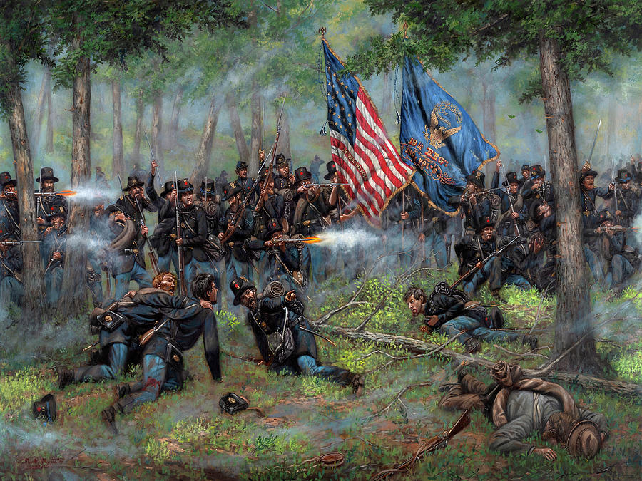 Iron Brigade Painting - Brothers of War - The 19th Indiana Infantry at Gettysburg by Mark Maritato Iron Brigade Painting - Brothers of War - The 19th Indiana Infantry at Gettysburg by Mark Maritato