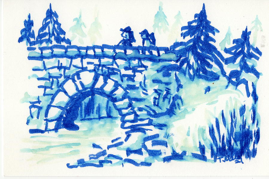Brothers on a Bridge Painting by Tammy Nara