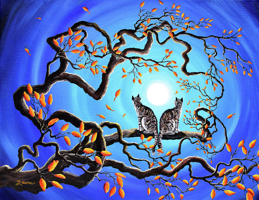 Surrealism Painting - Brothers Under a Blue Moon by Laura Iverson