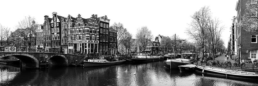 Brouwersgracht Canal Amsterdam Netherlands black and white Photograph by Sonny Ryse