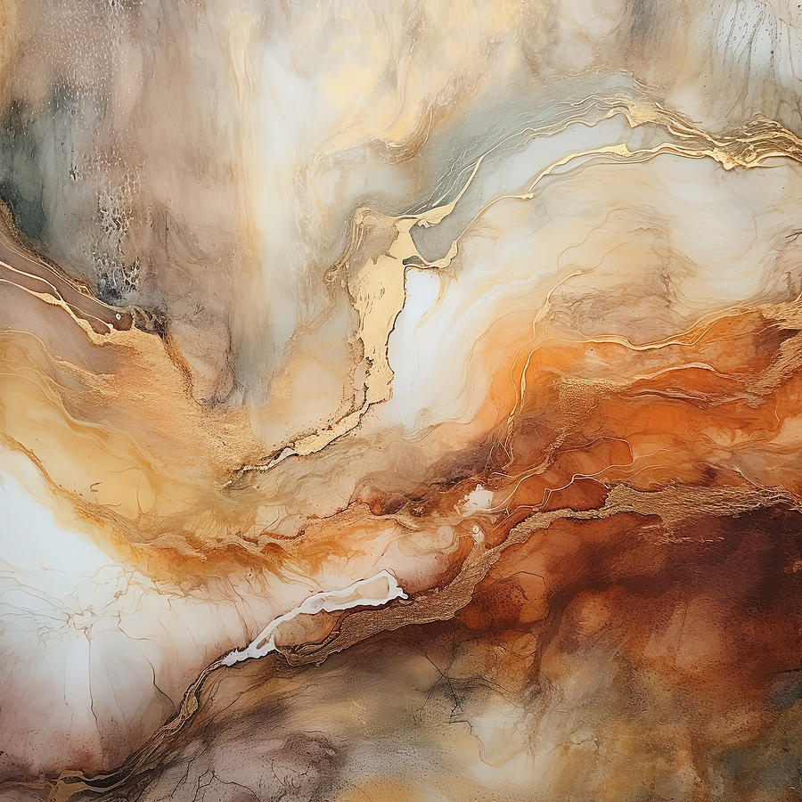 Brown and Orange Abstract Art Painting by Lourry Legarde