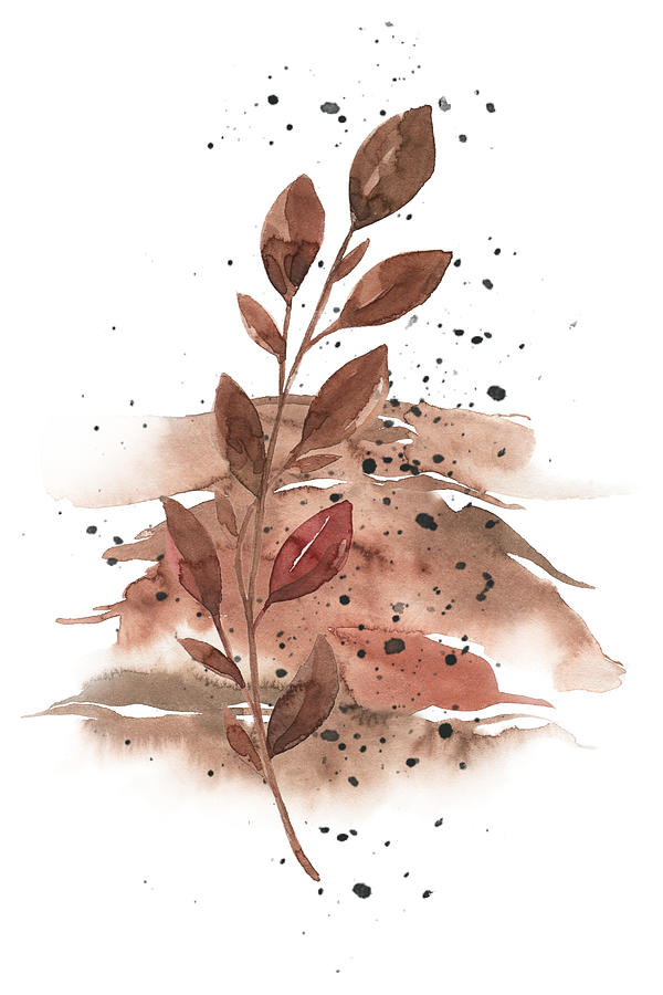 Brown Autumn Leaves with Splash Digital Art by N Kirouac
