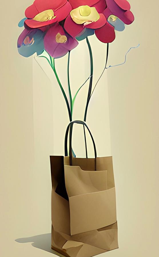 Brown Bag Bouquet No2 Digital Art by Bonnie Bruno