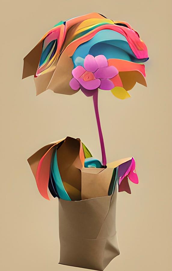 Brown Bag Bouquet No3 Digital Art by Bonnie Bruno