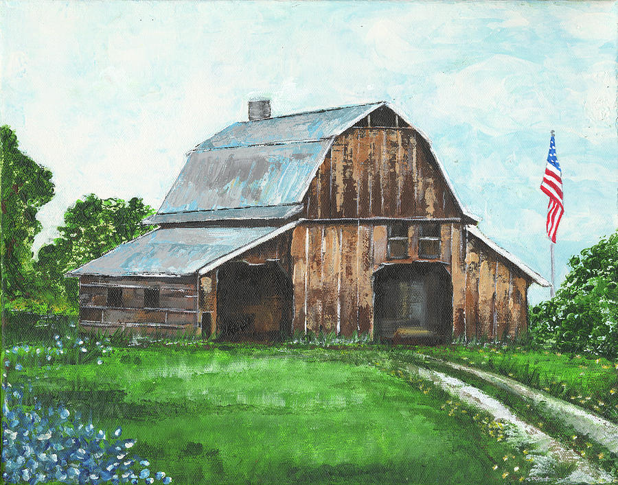 Brown Barn Painting by Joyce Clark