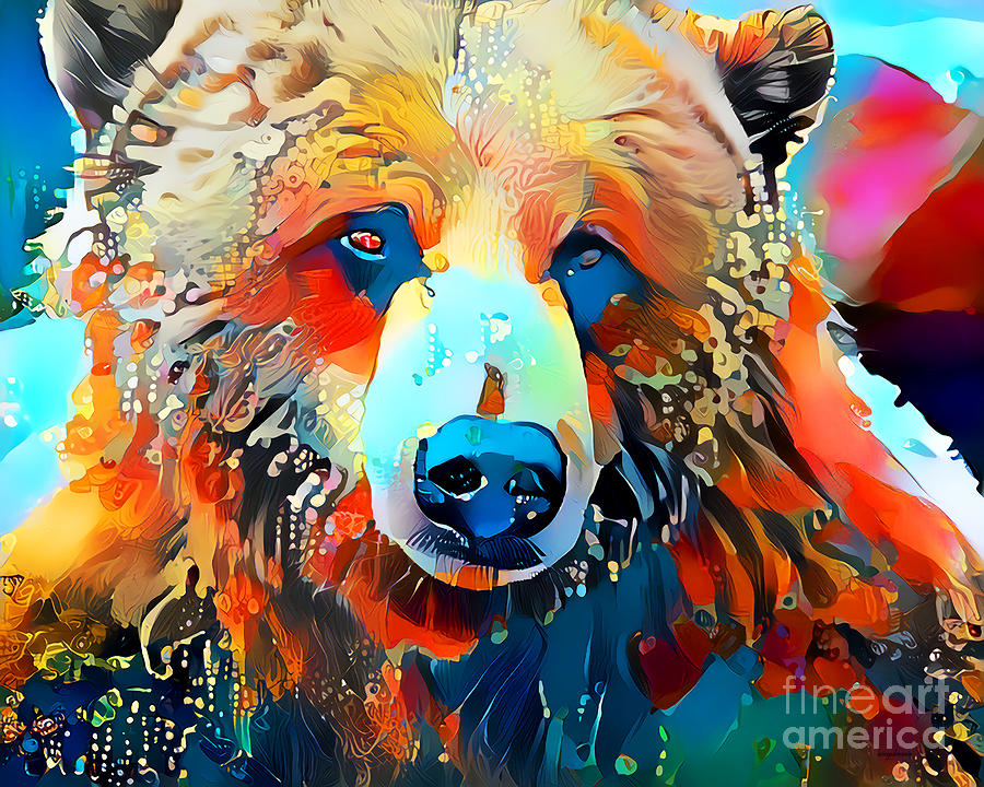 Brown Bear in Vibrant Colors 20210726a Photograph by Wingsdomain Art and Photography