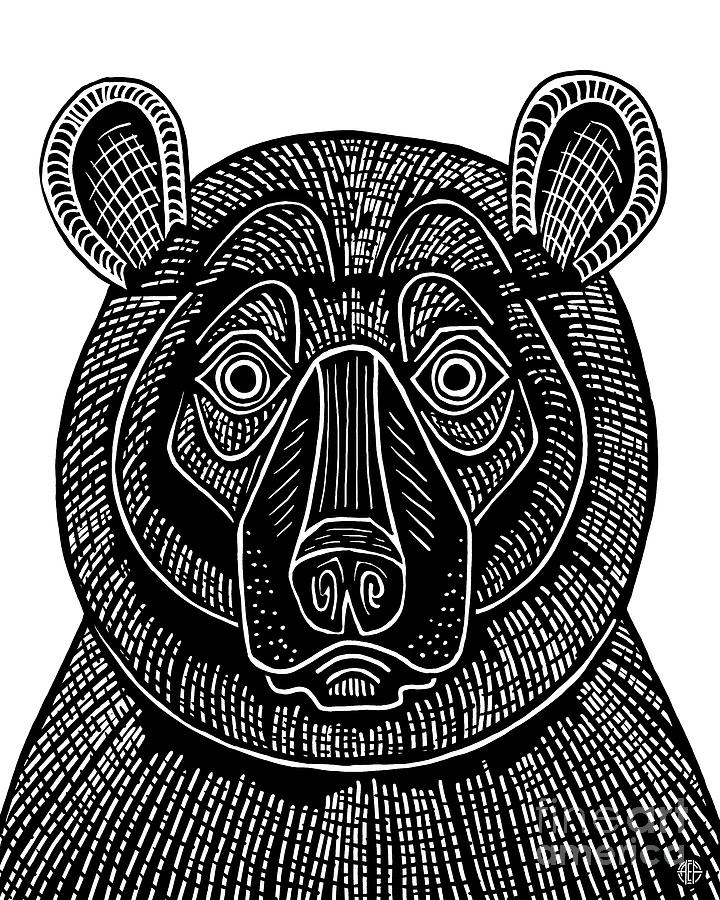 Brown Bear. Wild Animal Ink 4  Drawing by Amy E Fraser