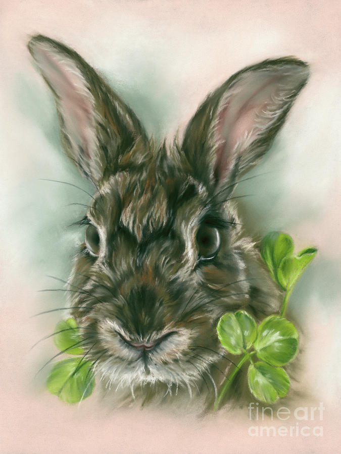 Brown Bunny Rabbit in Clover Painting by MM Anderson