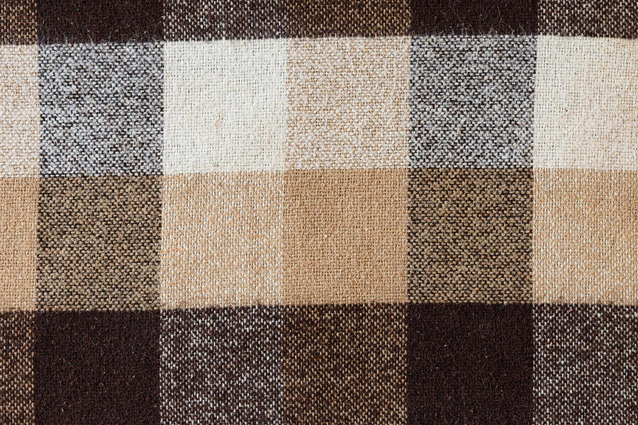 Brown Checkered Wool Plaid Fabric Texture. Tartan Texture Photograph