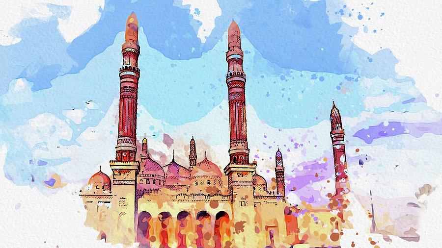 .brown Concrete Mosque Under Blue Sky During Daytime Islamic Painting