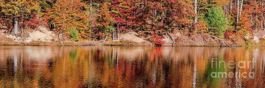 Brown County Autumn Reflections 3 to 1 Ratio Photograph by Aloha Art
