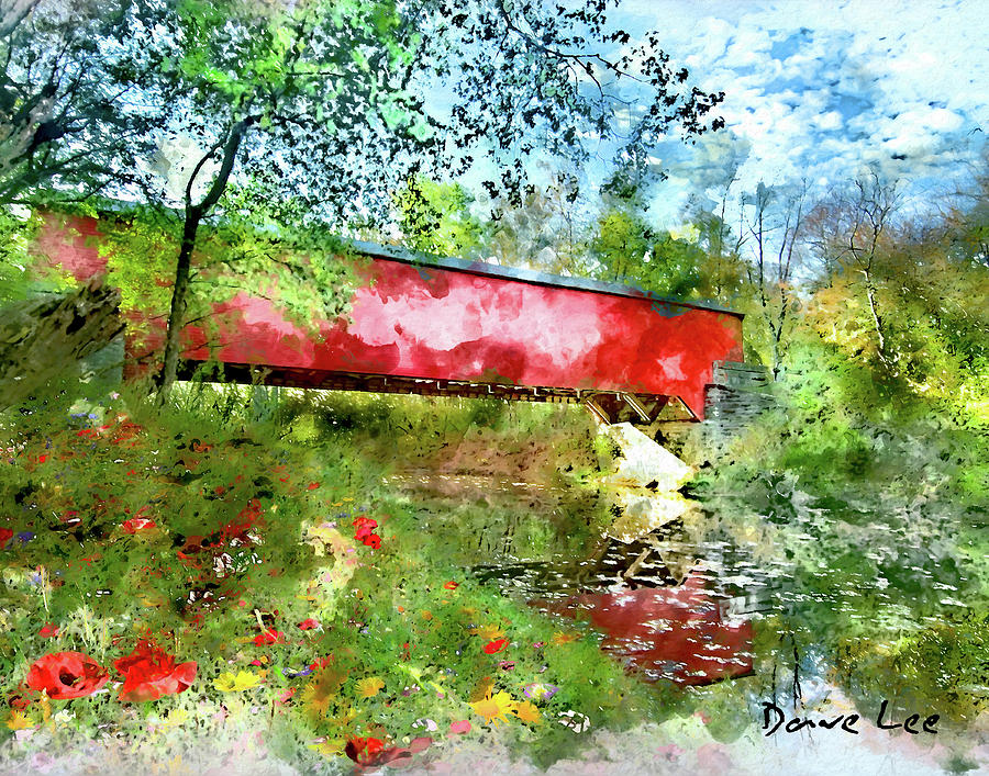 Brown County, Indiana Covered Bridge Digital Art by Dave Lee
