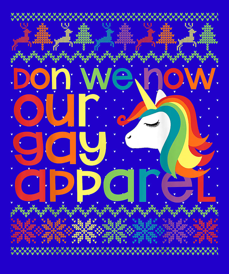 Brown Gay Christmas Rainbow Unicorn Don We Now Our Gay Apparel Digital