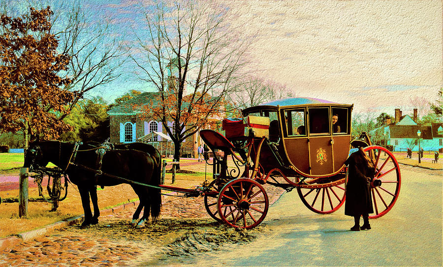 Brown Horse Drawn Carriage Rides in Colonial Williamsburg  Photograph by Ola Allen