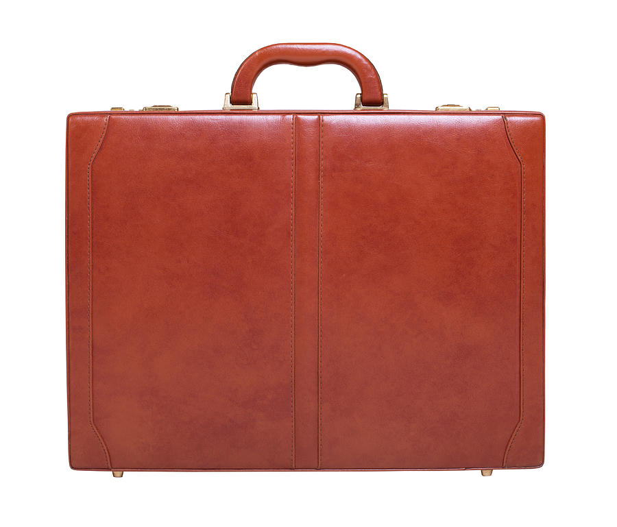 Brown leather briefcase isolated on white background Photograph by Yevgen Romanenko