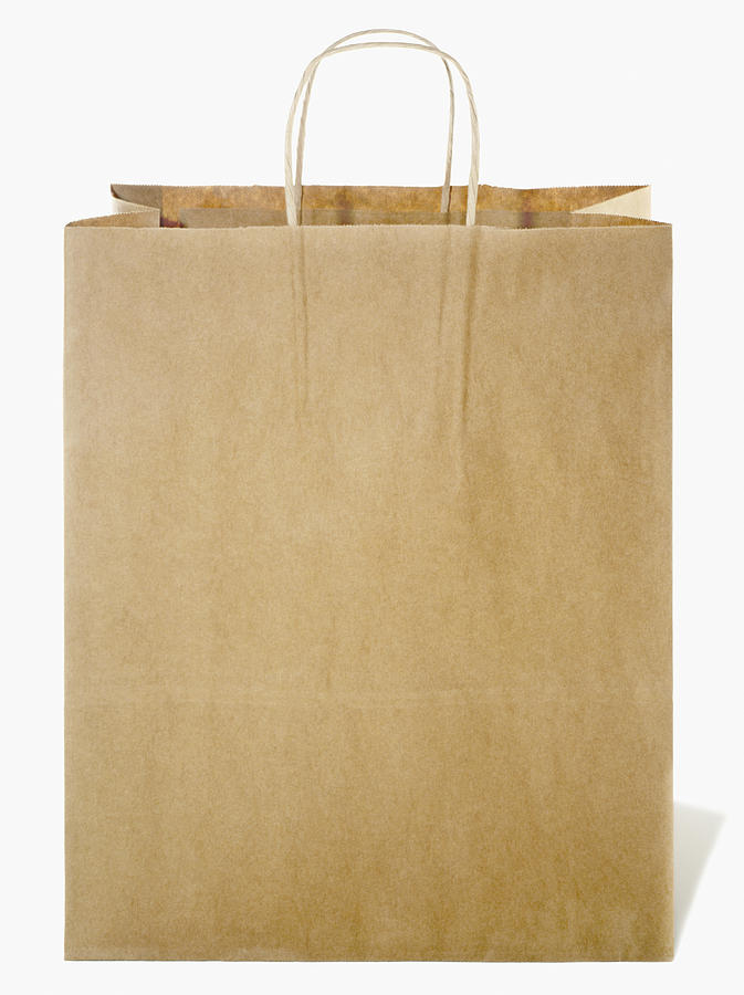 Brown Paper Shopping Bag Cut Out On White Photograph by Evemilla