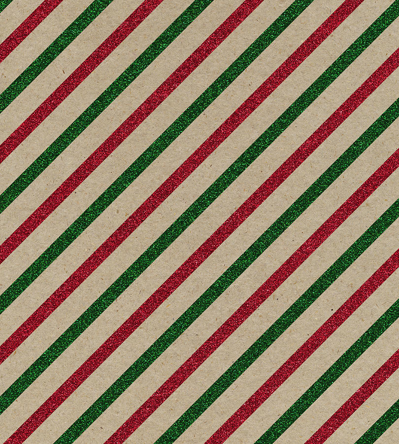 Brown Paper With Red And Green Glitter Stripes Photograph by Billnoll