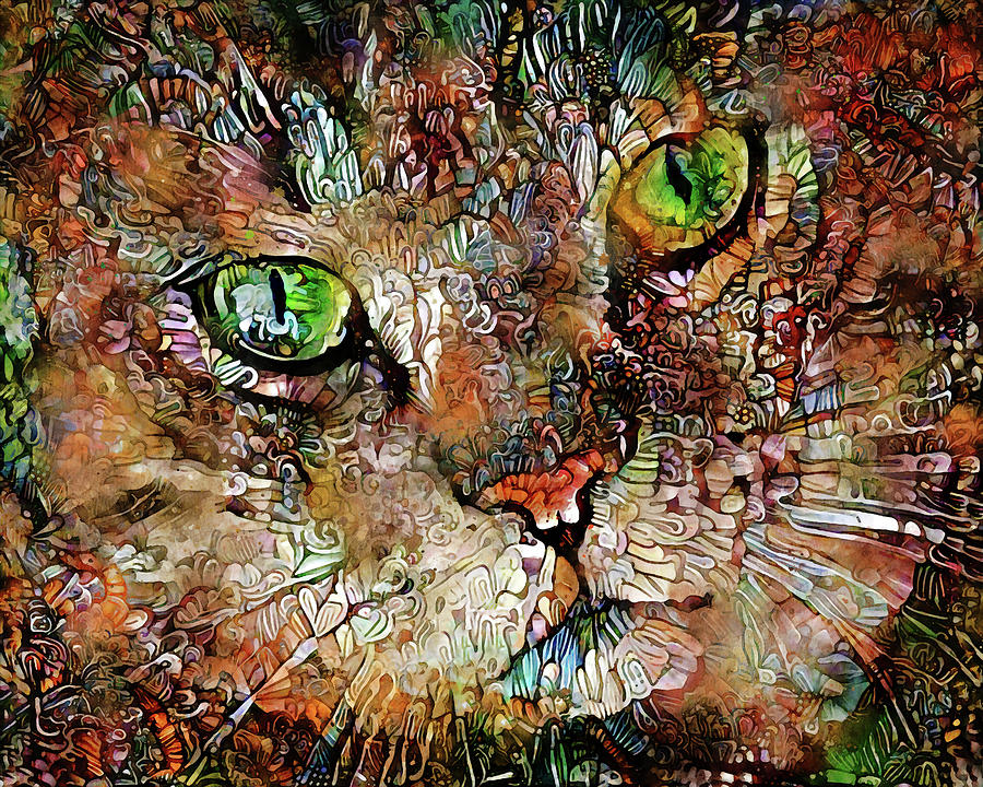 Brown Tabby Cat Watercolor Art Mixed Media by Peggy Collins