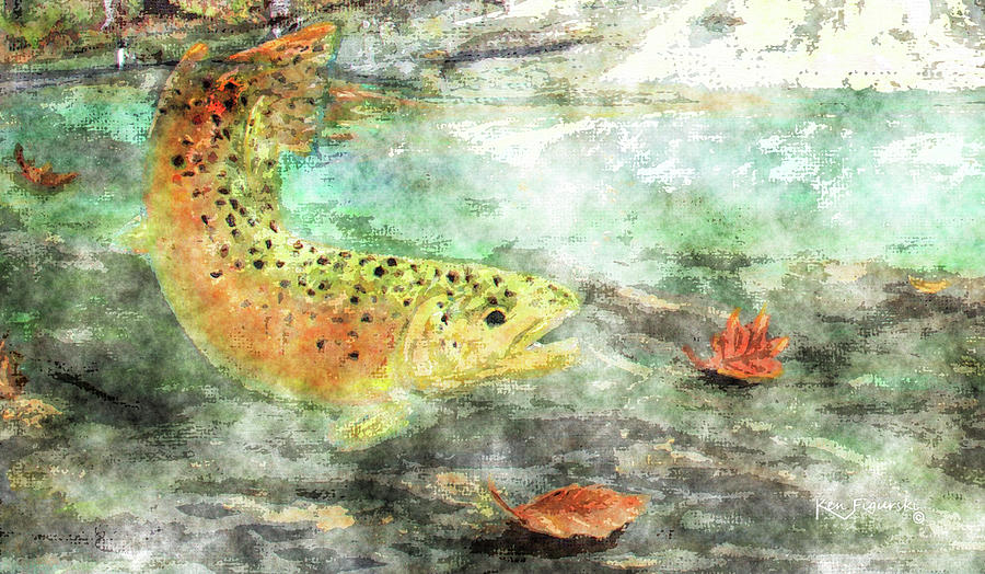 Nature Mixed Media - Brown Trout Watercolor by Ken Figurski