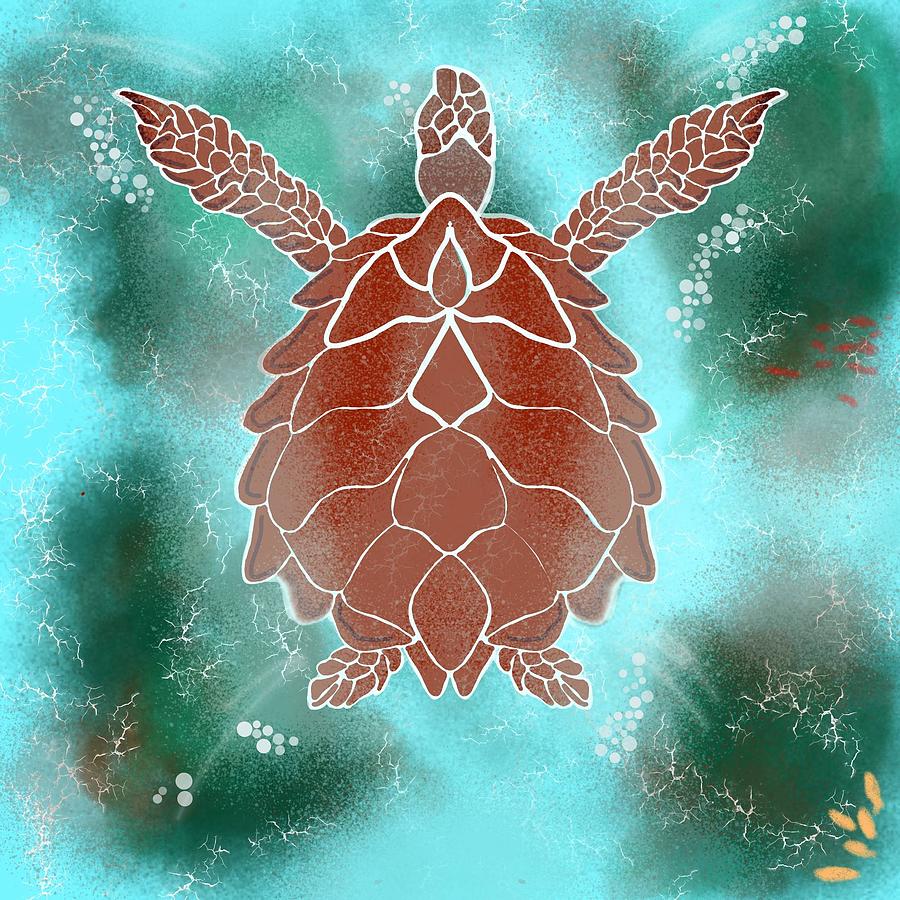 Brown turtle  Digital Art by Faa shie