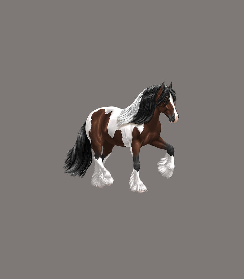 Brown White Skewbald Bay Pinto Gypsy Vanner Draft Horse Digital Art by ...