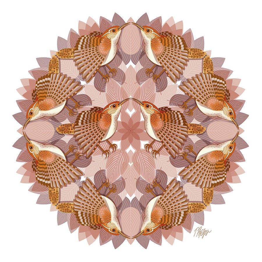 Brown Wren Leaf Mosaic Mandala Digital Art by Tim Phelps