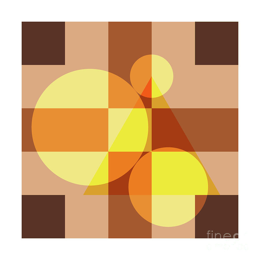Brown Yellow Shapes Square Artwork Digital Art by Nilesh Bhange